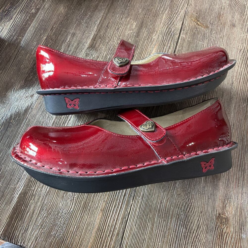 Alegria 8.5 Leather Adjustable Slip-On Mary Janes Marcy Cherry Bomb Pat size 39 - Picture 8 of 10